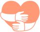 hands a hugging a heart orange logo