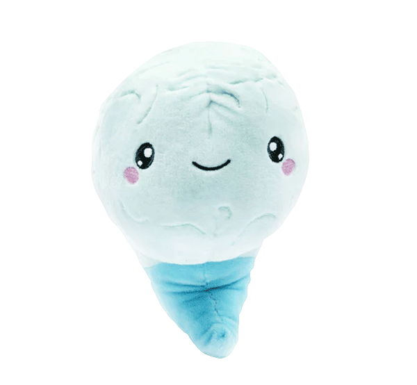 GIF of brain toy plushie