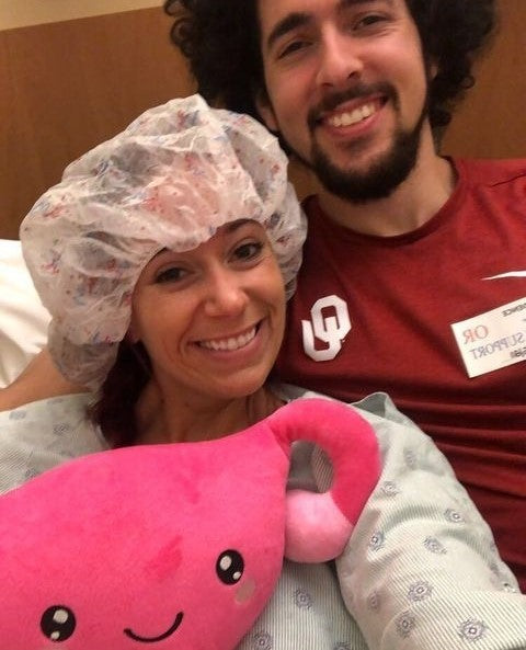 Couple with Lady holding a Nerdbugs Uterus Organ Plushie