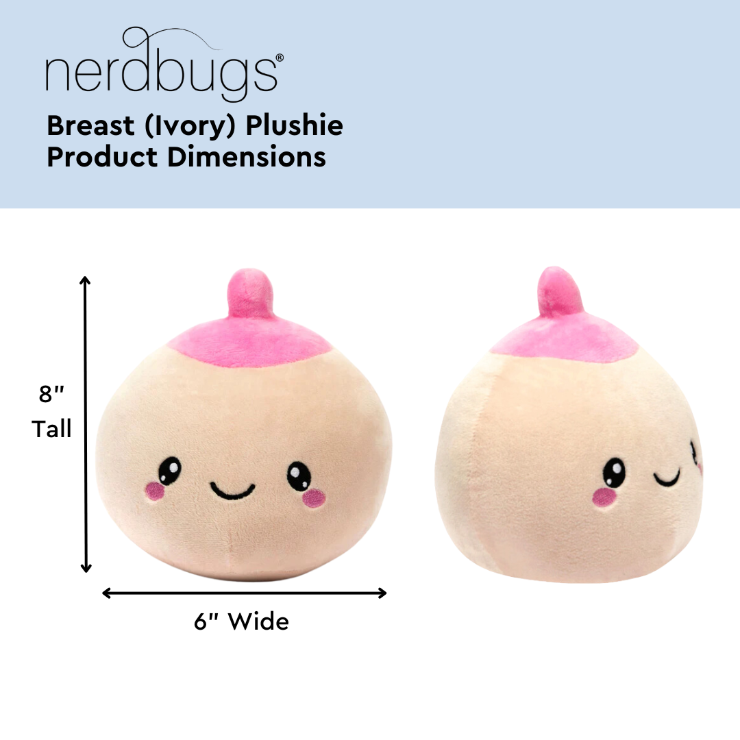Nerdbugs Breast Plush Toy - 8"x6" Soft Stuffed Animal, Gift For Breast Cancer Survivors, Pregnancy, Nurses - View #6
