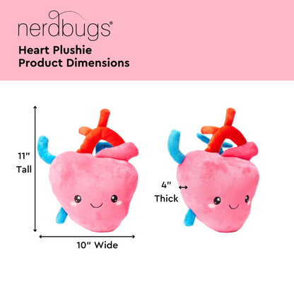 Nerdbugs Heart Product Dimensions, 11" Tall, 10" Wide, 4" Thick