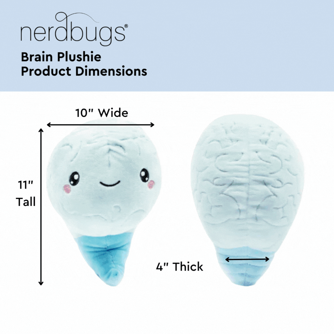 nerdbugs heart eye brain plushies product dimensions